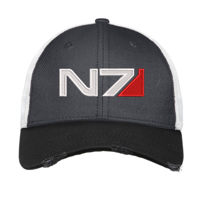 Mass Effect N7 Logo Embroidered Hat Vintage Mesh Cap Designed By Madhatter