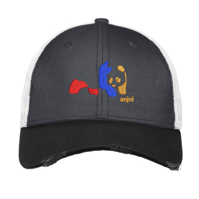 Panda Enjoi Embroidered Hat Vintage Mesh Cap Designed By Madhatter
