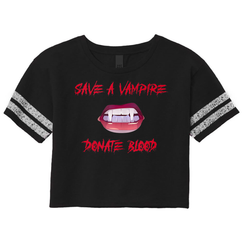 Vampire Teeth   Save A Vampire Donate Blood Halloween Tank Top Scorecard Crop Tee by cm-arts | Artistshot