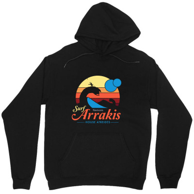 Visit Arrakis   Vintage Distressed Surf Unisex Hoodie Designed By Fejena