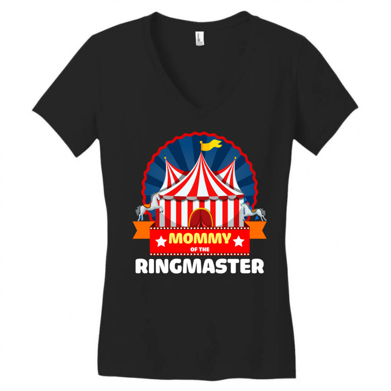 Mommy Of The Ringmaster Circus Themed Birthday Party Long Sleeve T Shi Women's V-Neck T-Shirt by genze | Artistshot