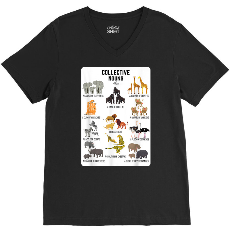 Collective Nouns Africa Animal Family Group Endangered T Shirt V-Neck Tee by cm-arts | Artistshot