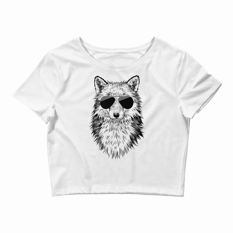 Fox With Sunglasses Woodland Animal Premium T Shirt Crop Top by cm-arts | Artistshot