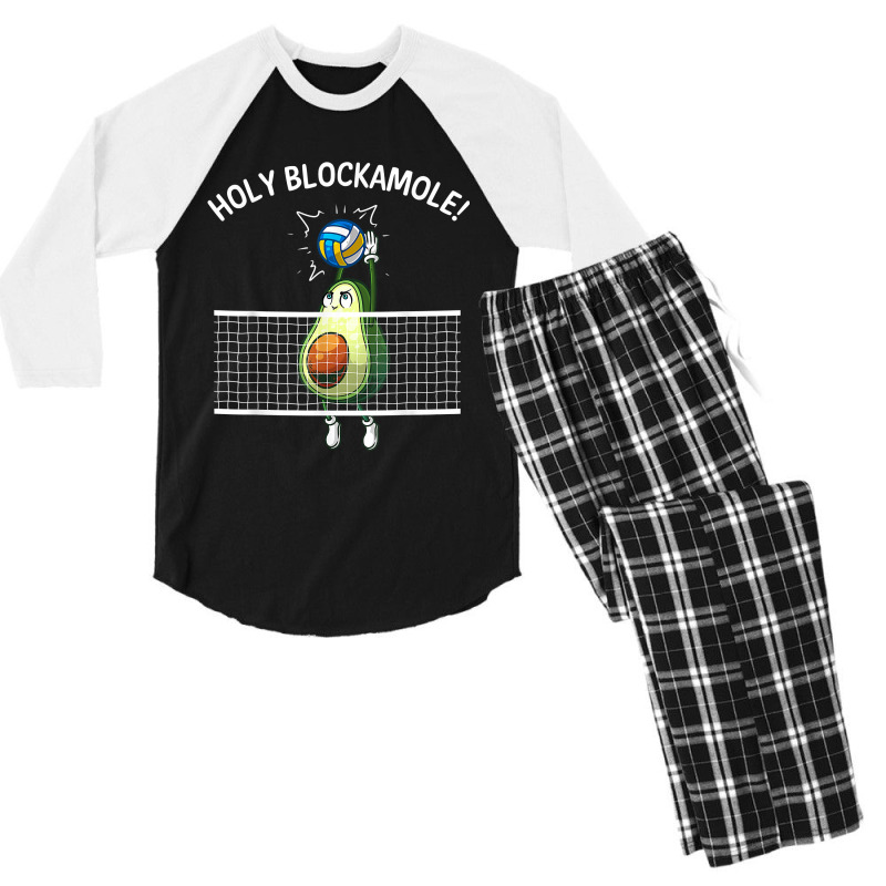 Funny Volleyball For Men Women Holy Guacamole Player Blocker For Fans Men's 3/4 Sleeve Pajama Set by CyrusArciba | Artistshot