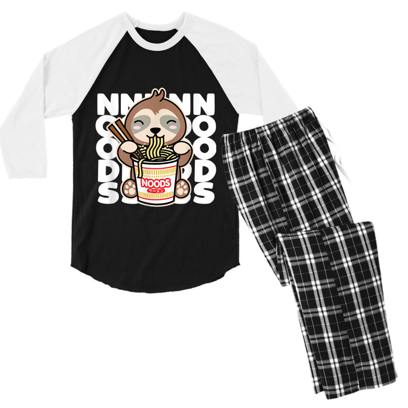 Sloth Eating Instant Noodles Cute Kawaii Ramen Noods Dark Men's 3/4 Sleeve Pajama Set by Valentino-Holt | Artistshot