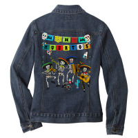 Dia De Los Muertos Papel Picado   Calavera De Alfeñique T Shirt Ladies Denim Jacket | Artistshot