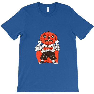 Vintage Halloween Kid Jack O'lantern Head T-shirt Designed By Kitbitart
