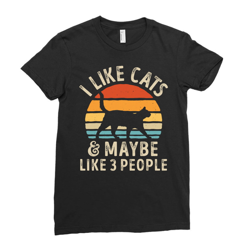 I Like Cats And Maybe Like 3 People Cat Lover Gifts Women Ladies Fitted T-Shirt by Tisha Brown | Artistshot