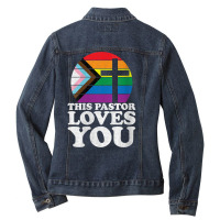 Womens Christian Ally Inclusive Pride Clergy This Pastor Loves You V N Ladies Denim Jacket | Artistshot