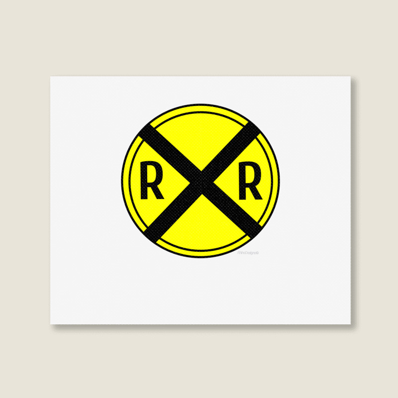 Train Rail Road Crossing On The Road Sign Long Shirt Landscape Canvas Print | Artistshot