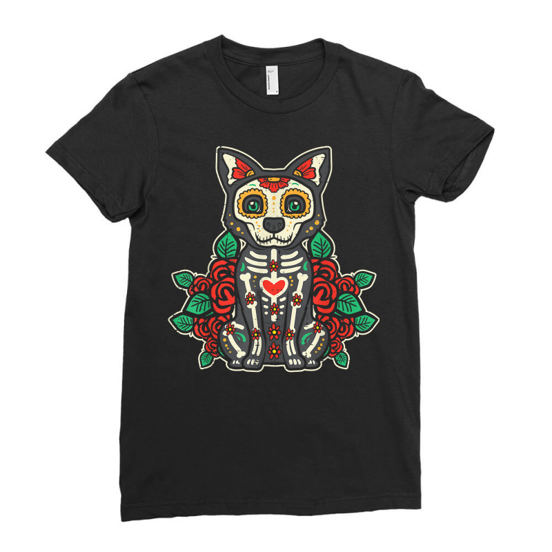 Sugar Skull Chihuahua Calavera Chiwawa Dia De Muertos Dog T Shirt Ladies Fitted T-Shirt by cm-arts | Artistshot