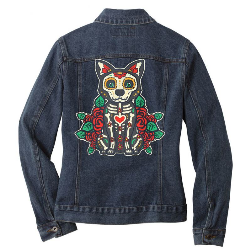 Sugar Skull Chihuahua Calavera Chiwawa Dia De Muertos Dog T Shirt Ladies Denim Jacket by cm-arts | Artistshot