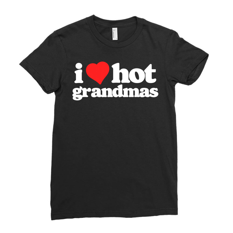 I Love Hot Grandmas Funny 80s Vintage Minimalist Heart Ladies Fitted T-Shirt by Tisha Brown | Artistshot