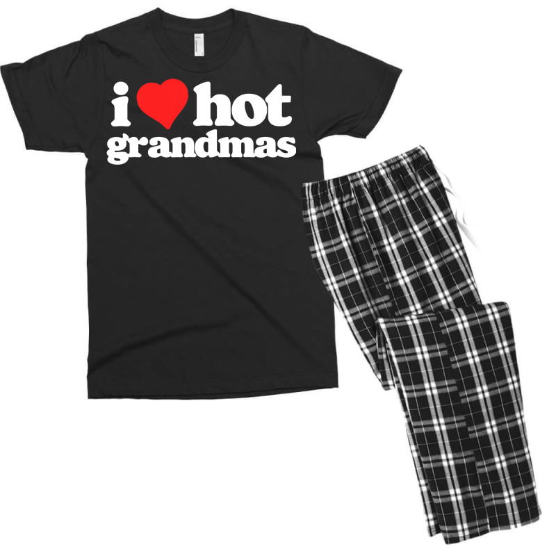 I Love Hot Grandmas Funny 80s Vintage Minimalist Heart Men's T-shirt Pajama Set by Tisha Brown | Artistshot