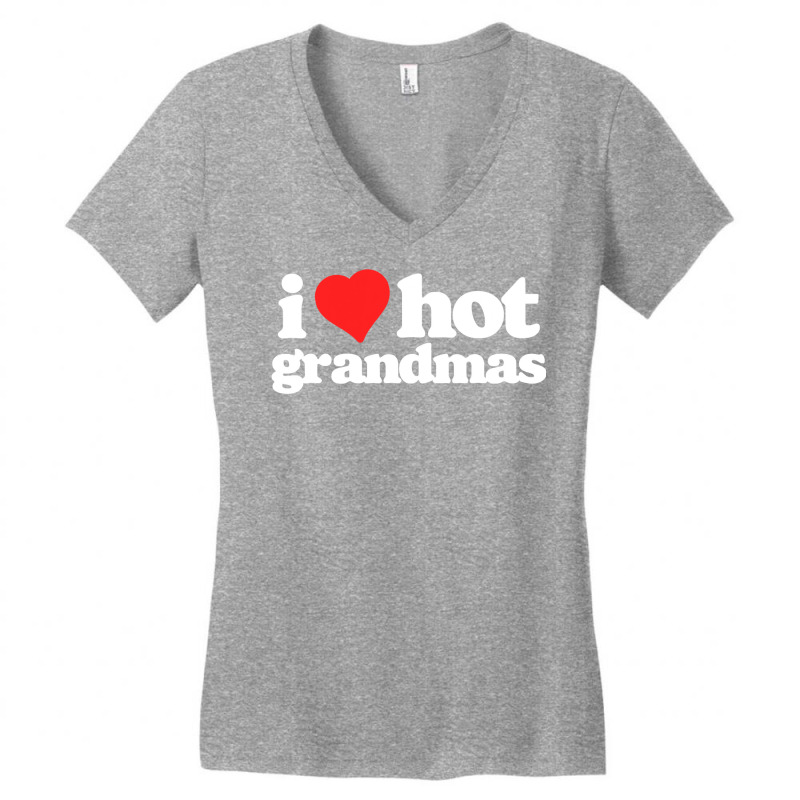 I Love Hot Grandmas Funny 80s Vintage Minimalist Heart Women's V-Neck T-Shirt by Tisha Brown | Artistshot