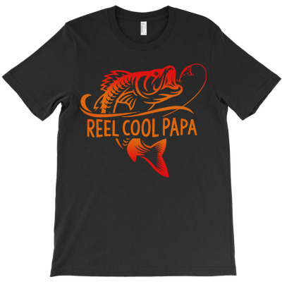 Mens Reel Cool Papa Fishing Dad T-shirt Designed By Larry J Jones