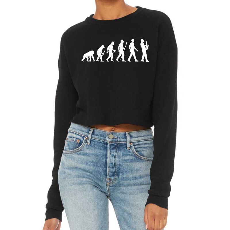 Funny Saxophone Evolution Of Man Cropped Sweater | Artistshot