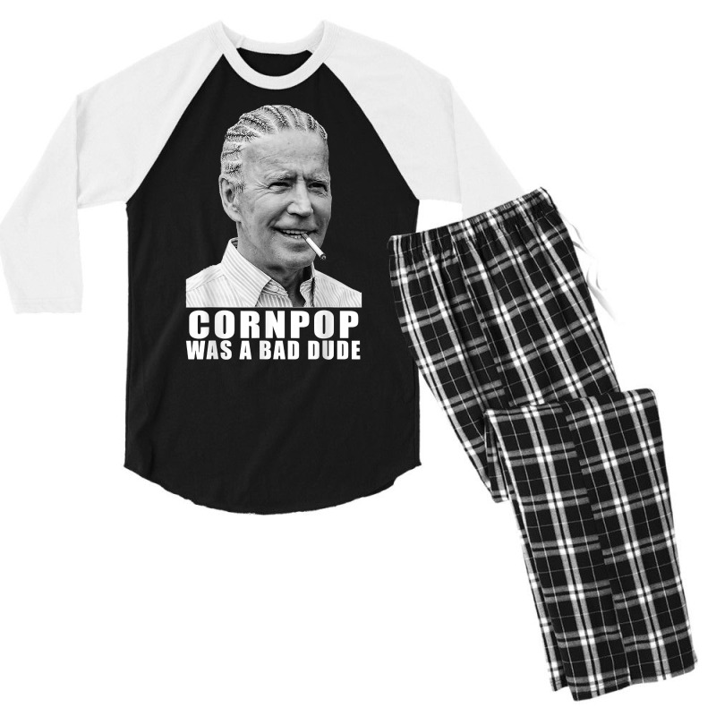 Corn Pop Was A Bad Dude Biden Funny T Shirt Men's 3/4 Sleeve Pajama Set | Artistshot