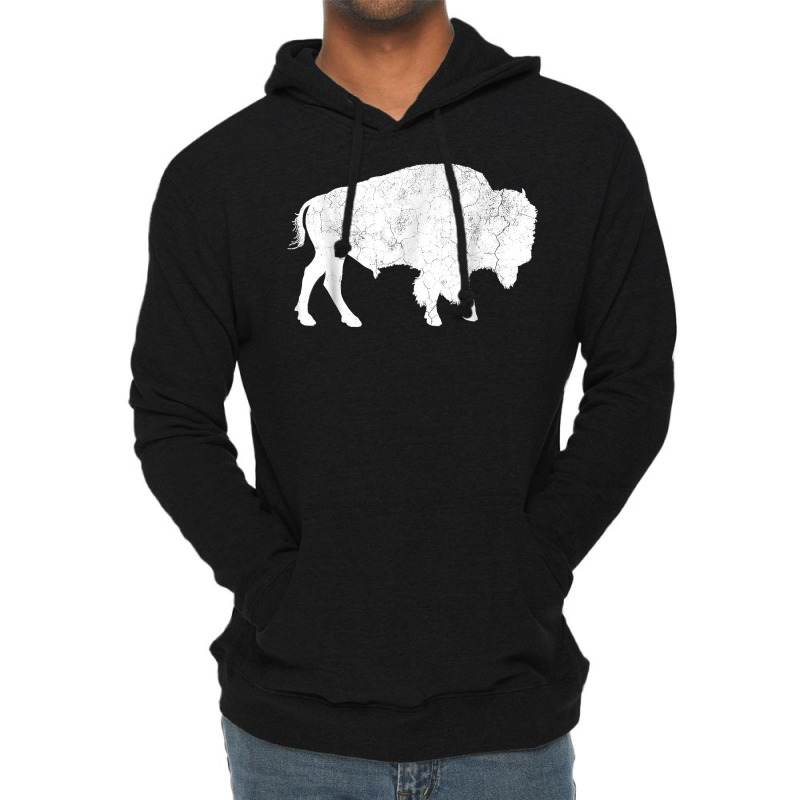 Distressed Buffalo Retro Bison Animal Lover Men Women Dad T Shirt Lightweight Hoodie | Artistshot