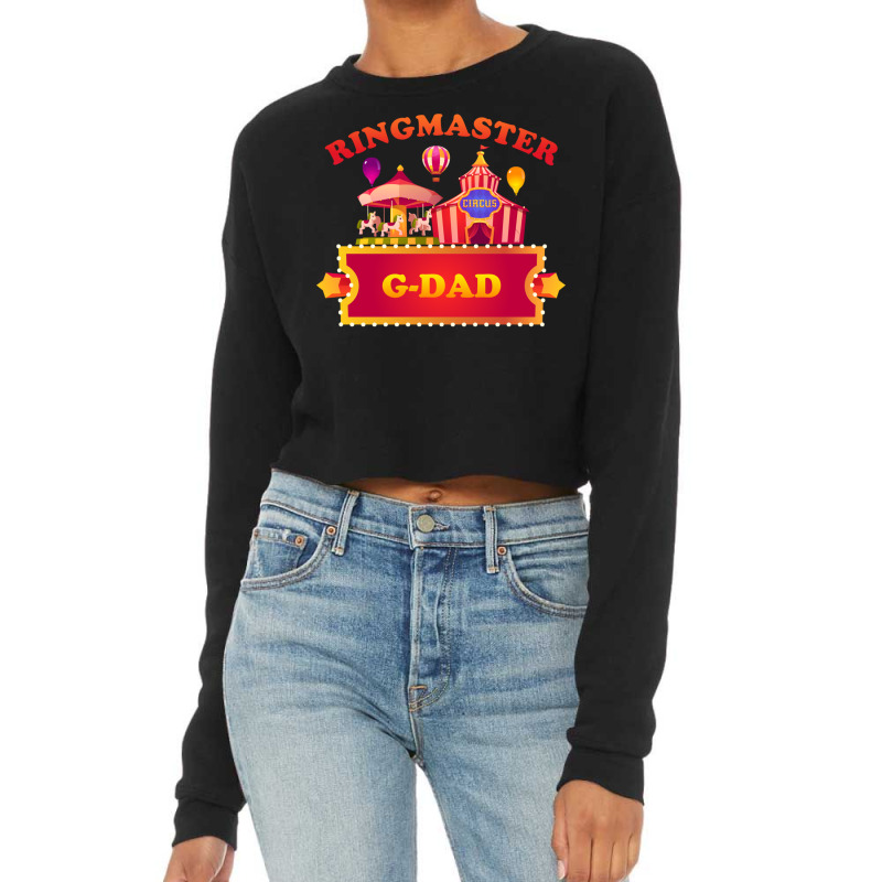 Ringmaster G Dad Circus Themed Birthday Party Staff Long Sleeve T Shir Cropped Sweater by genze | Artistshot