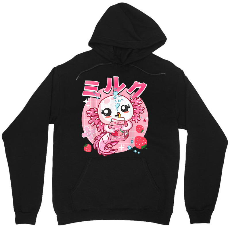 Kawaii Axolotl Strawberry Milk Shake Carton Aesthetic For Fans Unisex Hoodie by BethelThrift | Artistshot