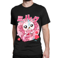 Kawaii Axolotl Strawberry Milk Shake Carton Aesthetic For Fans Classic T-shirt | Artistshot