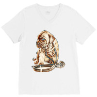 Puppy With Stethoscope On His Neck Looking Away. Isolated On White Bac V-neck Tee | Artistshot