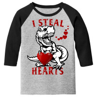 I Steal Hearts T Valentines Day Dinosaur Boys Kid (7) Youth 3/4 Sleeve | Artistshot