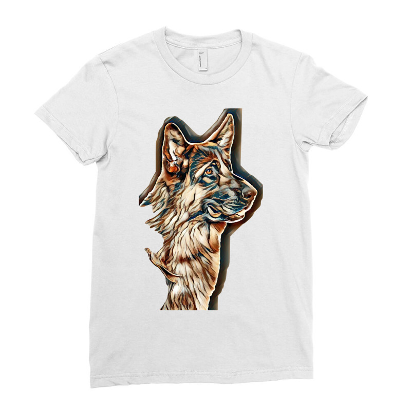 German Shepherd Dog  Isolated  On White Background In Studio Ladies Fitted T-Shirt by Kemnabi | Artistshot