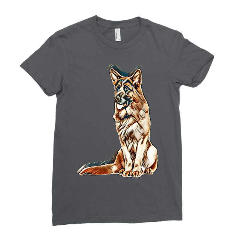 German Shepherd Dog  Isolated  On White Background In Studio Ladies Fitted T-Shirt by Kemnabi | Artistshot