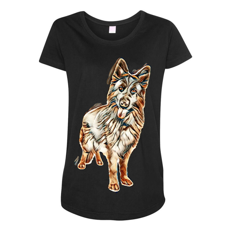 German Shepherd In Front Of White Background Maternity Scoop Neck T-shirt by Kemnabi | Artistshot