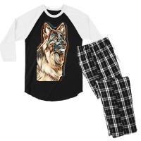 German Shepherd Dog  Isolated  On White Background In Studio Men's 3/4 Sleeve Pajama Set | Artistshot