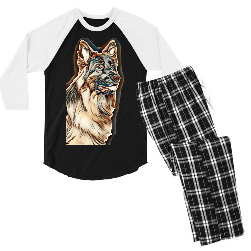 German Shepherd Dog  Isolated  On White Background In Studio Men's 3/4 Sleeve Pajama Set by Kemnabi | Artistshot