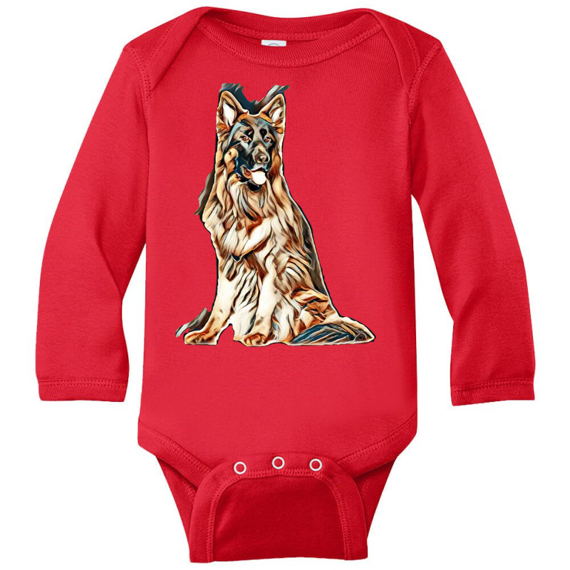 German Shepherd Dog  Isolated  On White Background In Studio Long Sleeve Baby Bodysuit by Kemnabi | Artistshot