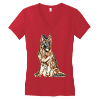 German Shepherd Dog  Isolated  On White Background In Studio Women's V-neck T-shirt | Artistshot