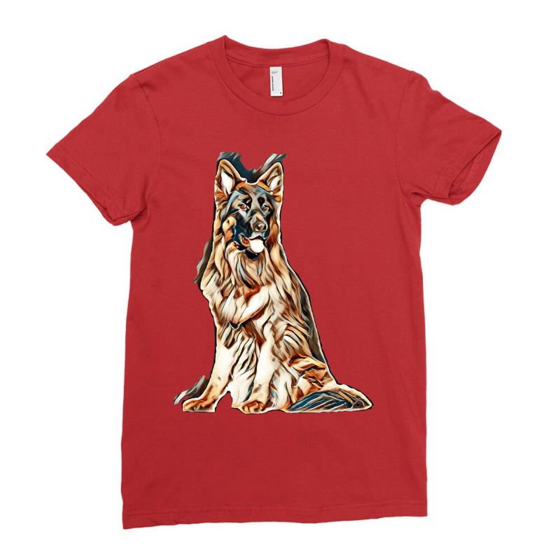 German Shepherd Dog  Isolated  On White Background In Studio Ladies Fitted T-Shirt by Kemnabi | Artistshot