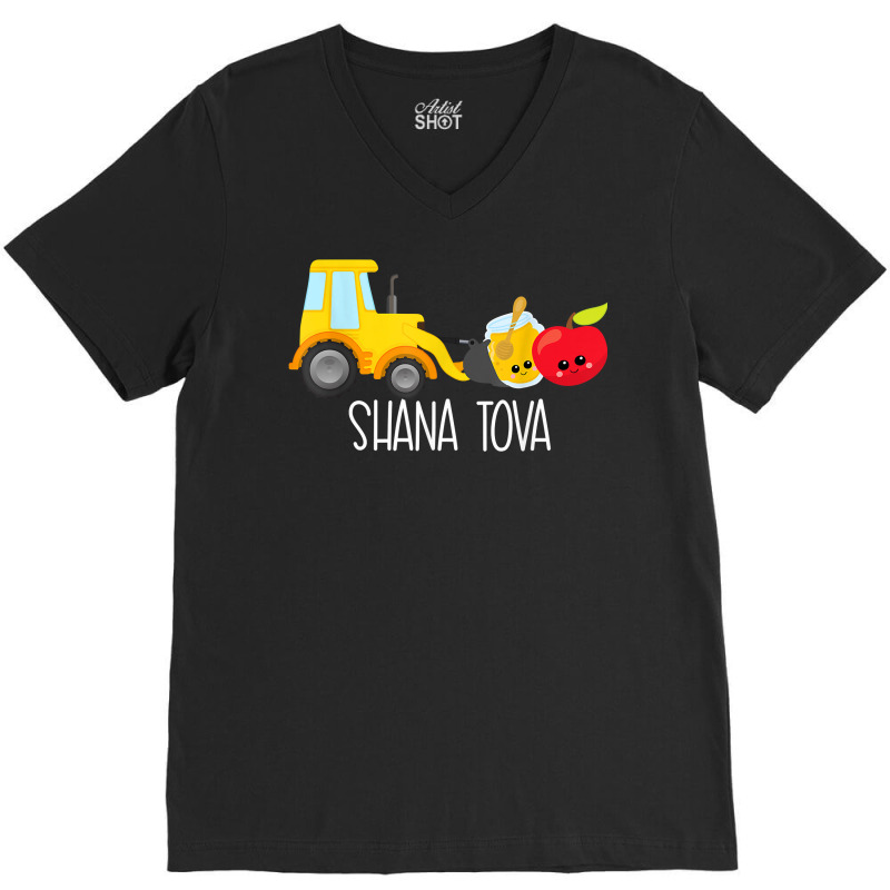 Shana Tova Trucks Loader Apple & Honey Funny Rosh Hashanah T Shirt V-neck Tee | Artistshot