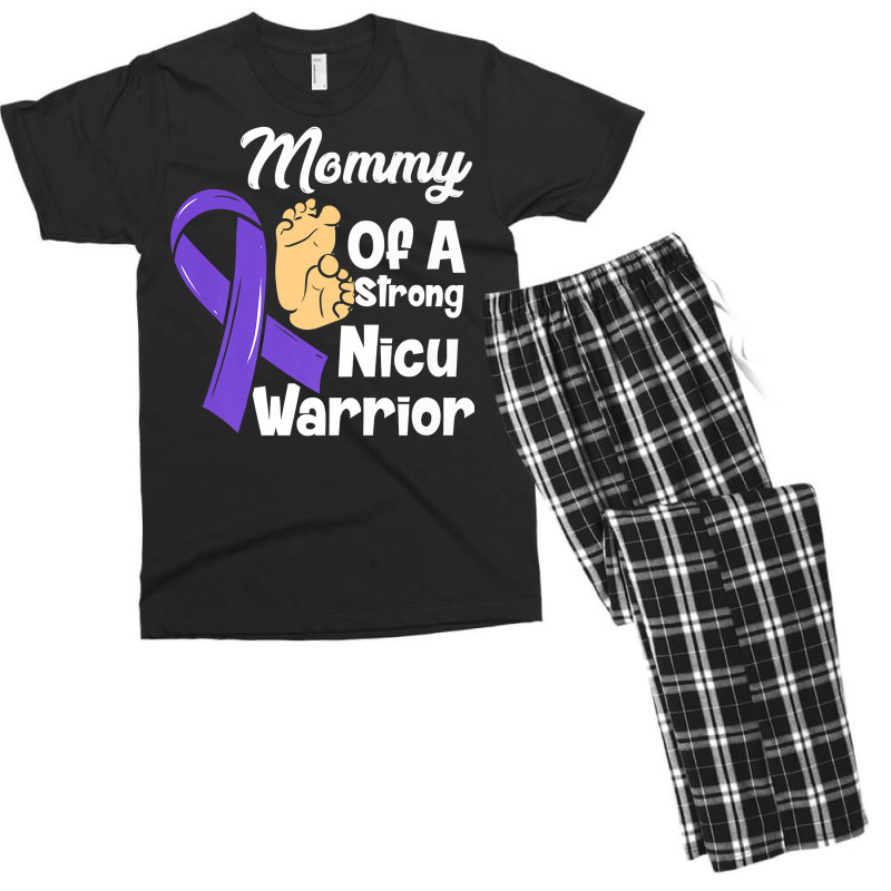 Mommy Of A Strong Nicu Warrior Baby Purple Ribbon Awareness Premium T Men's T-shirt Pajama Set | Artistshot