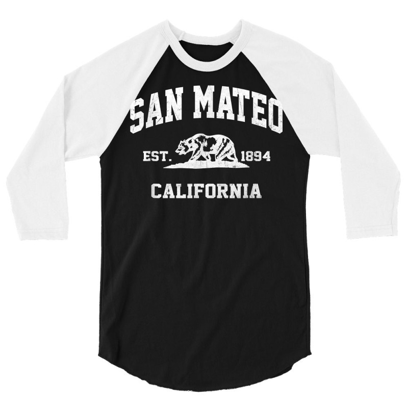 San Mateo California Ca Vintage State Athletic Style T Shirt 3/4 Sleeve Shirt by cm-arts | Artistshot