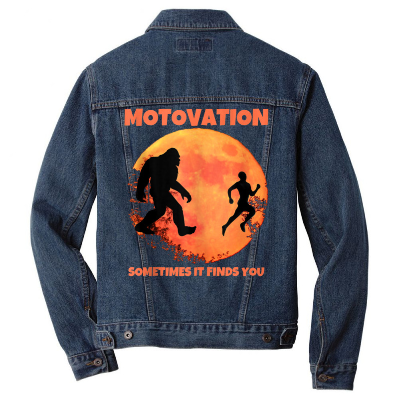 Motivation Sometimes Finds You Bigfoot Moon Silhouette Funny Tank Top Men Denim Jacket | Artistshot