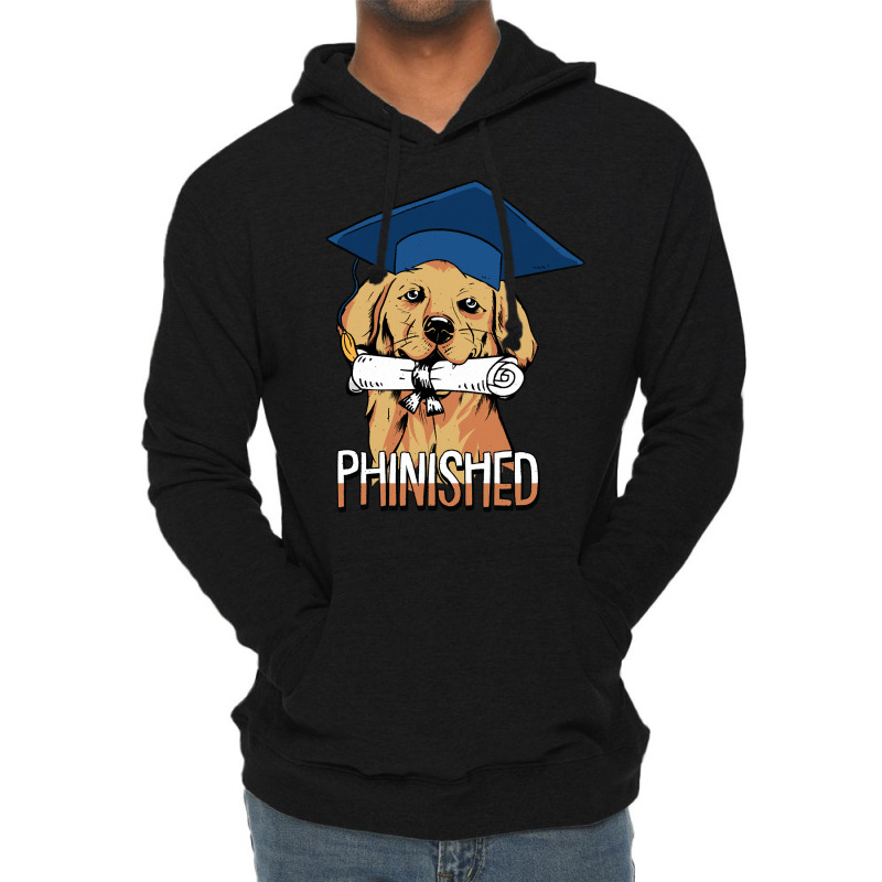 Phinished Phd Cute Golden Retriever Grad Candidate Student Sweatshirt Lightweight Hoodie | Artistshot