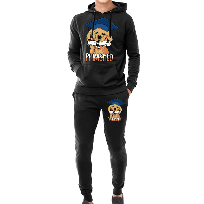 Phinished Phd Cute Golden Retriever Grad Candidate Student Sweatshirt Hoodie & Jogger Set | Artistshot