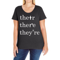 Their, There, And They're   English Teacher Correct Grammar T Shirt Ladies Curvy T-shirt | Artistshot