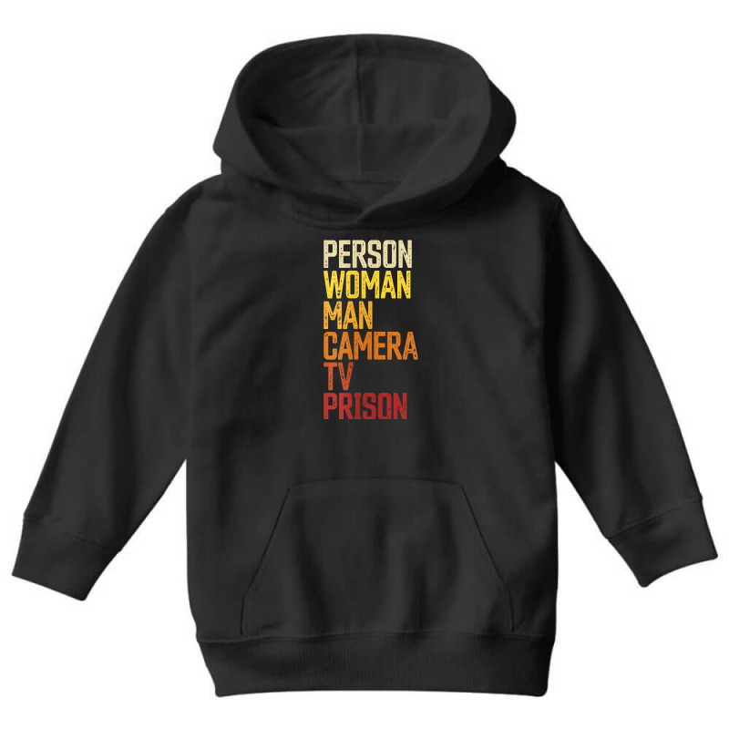 Womens Person Woman Man Camera Tv Prison Haha Funny Anit Trump V Neck Youth Hoodie by cm-arts | Artistshot