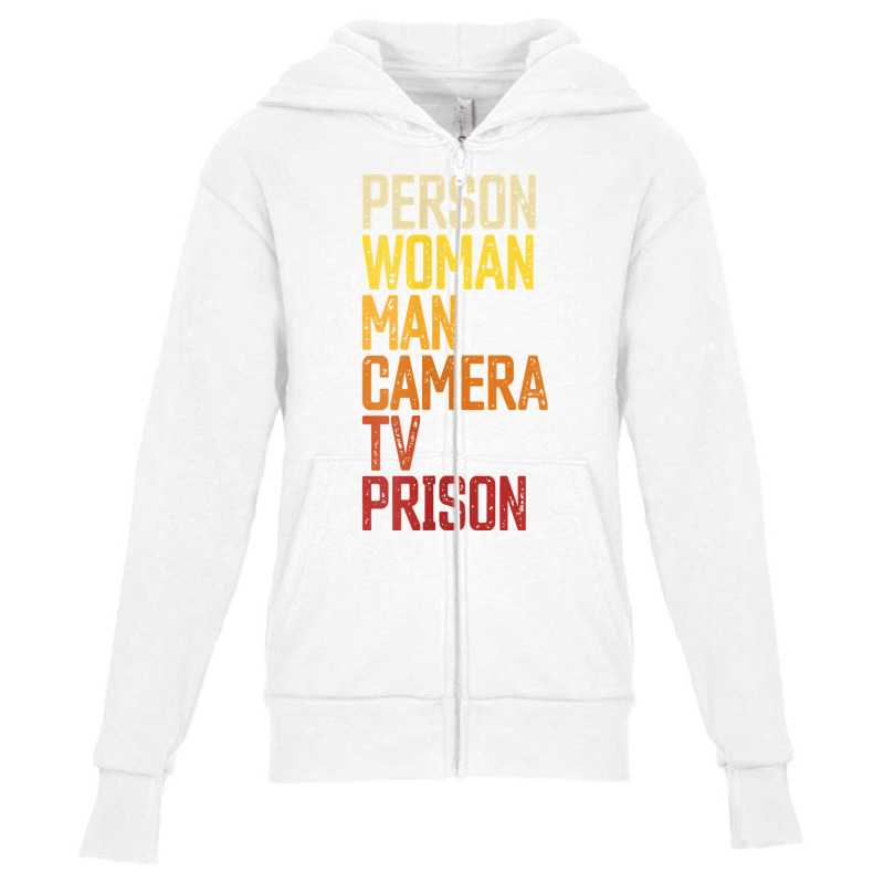 Womens Person Woman Man Camera Tv Prison Haha Funny Anit Trump V Neck Youth Zipper Hoodie by cm-arts | Artistshot