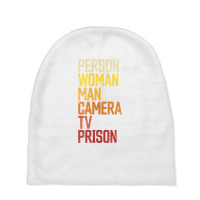 Womens Person Woman Man Camera Tv Prison Haha Funny Anit Trump V Neck Baby Beanies | Artistshot