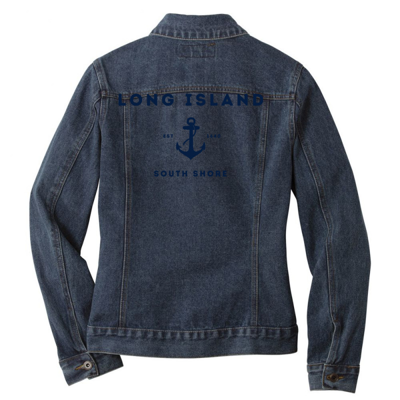 Long Island New York South Shore Est 1640 Pullover Hoodie Ladies Denim Jacket by cm-arts | Artistshot