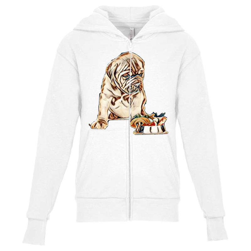 Puppy With Bowl Of Vegetables. Isolated On White Background Youth Zipper Hoodie by Kemnabi | Artistshot