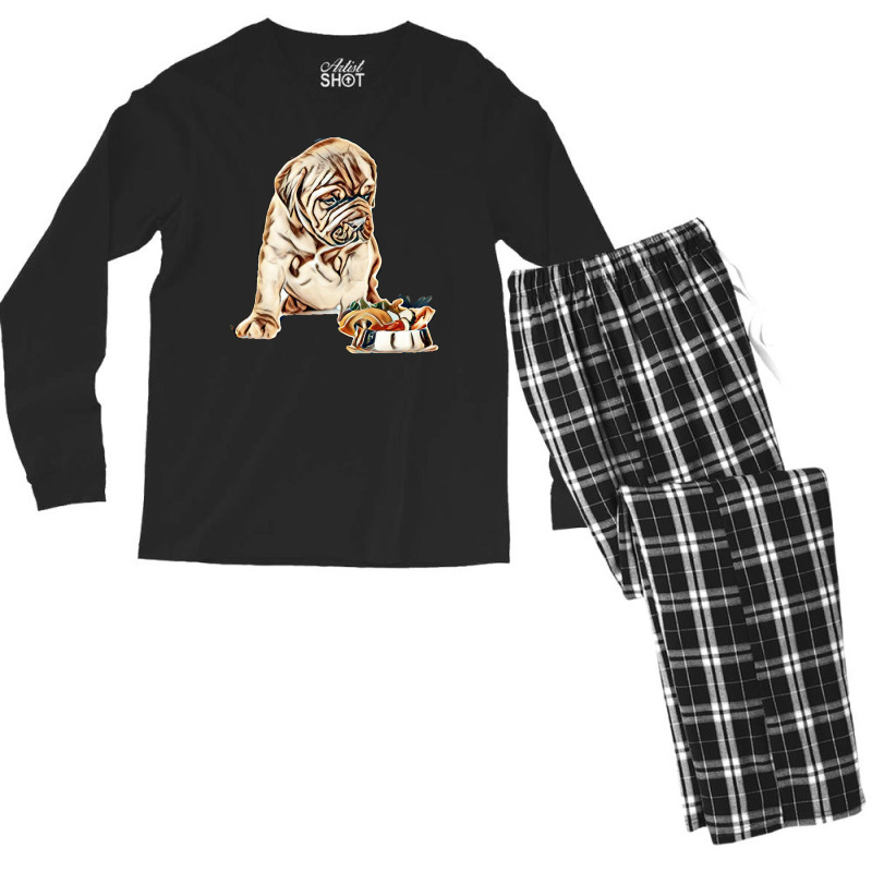 Puppy With Bowl Of Vegetables. Isolated On White Background Men's Long Sleeve Pajama Set by Kemnabi | Artistshot