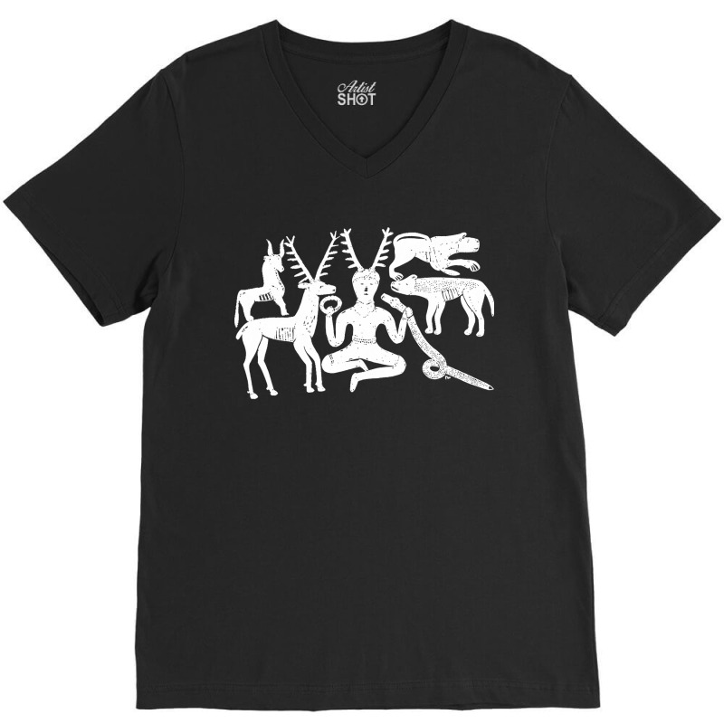 God Cernunnos And Animals From The Gundestrup Cauldron  Fitted V-Neck Tee by saterseim | Artistshot